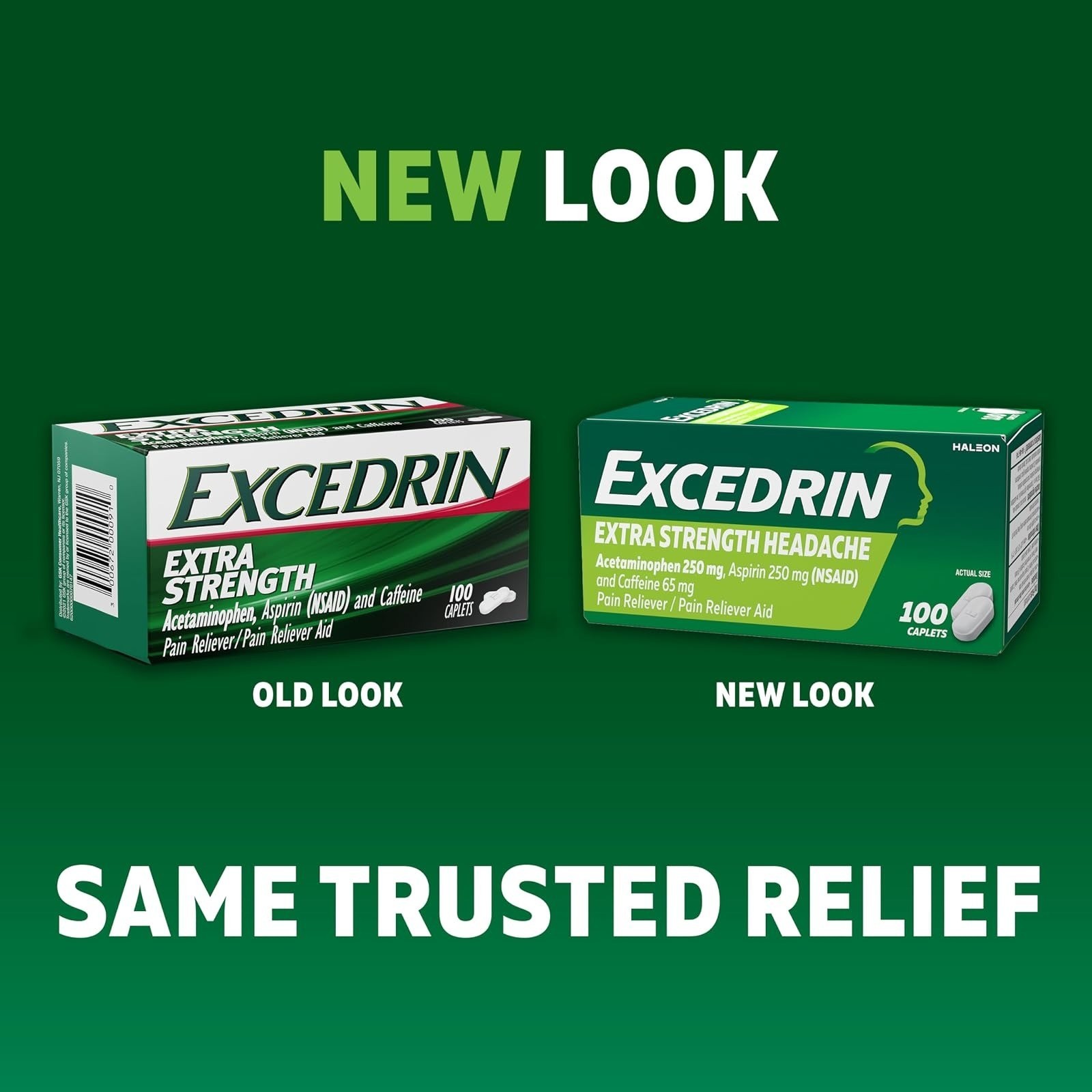 Excedrin Extra Strength Pain Relief Caplets – 100 Count – Headache Relief