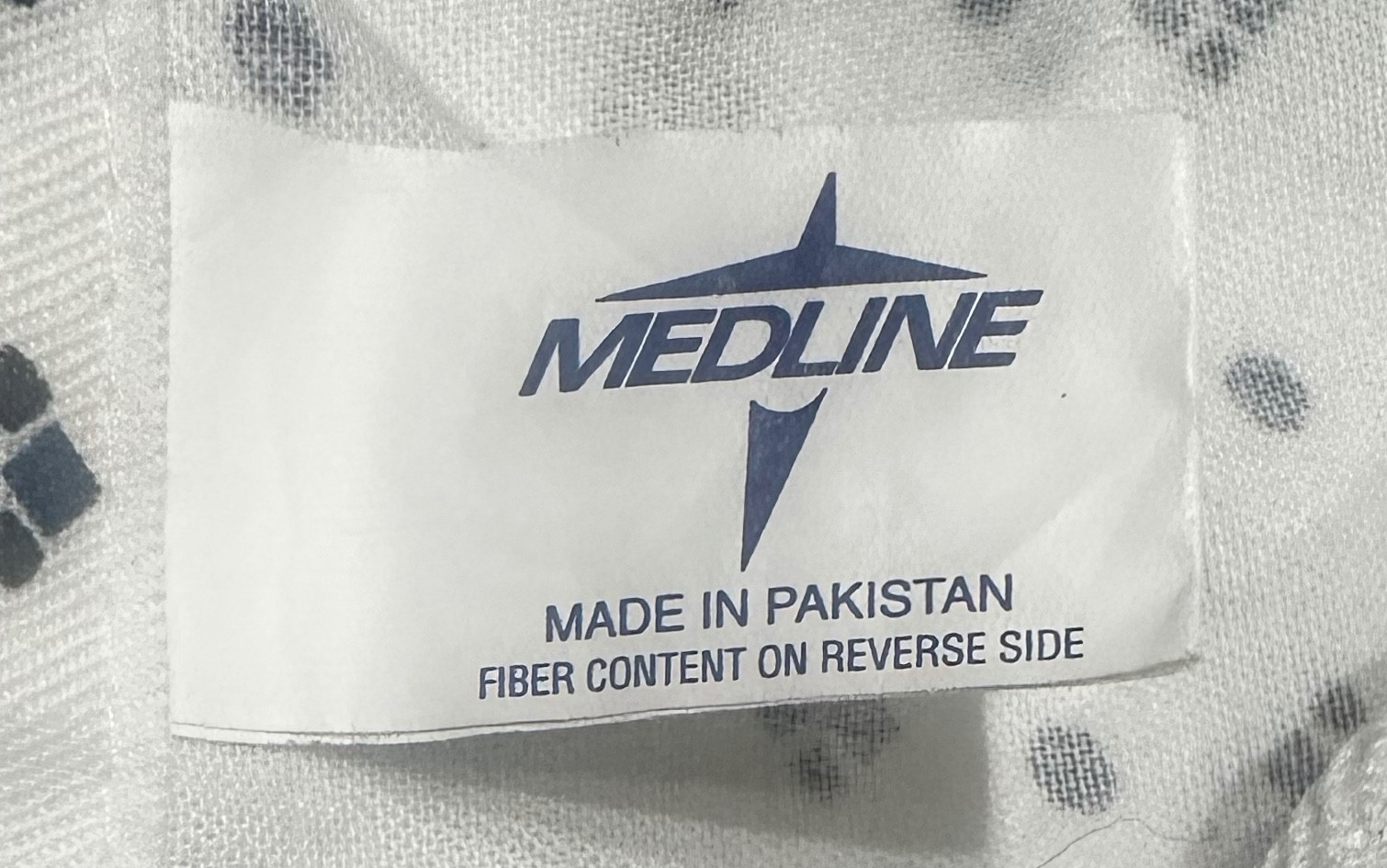Medline Patient Gowns 10 pk White Blue Print Cotton Poly Unisex w/Ties small
