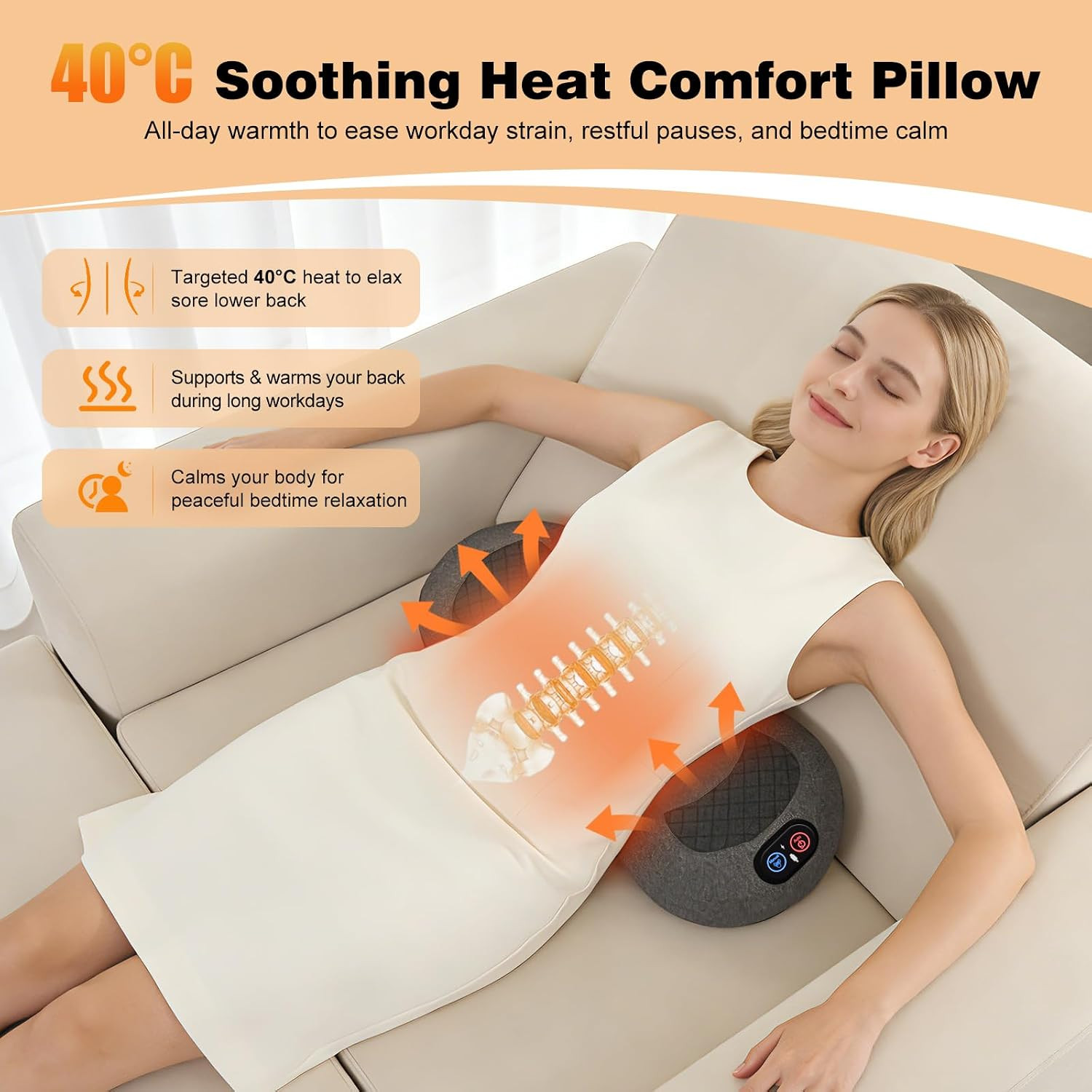 Triple Fusion Back Massager for Sciatica & Spine Pain Relief, Lumbar Support Pil