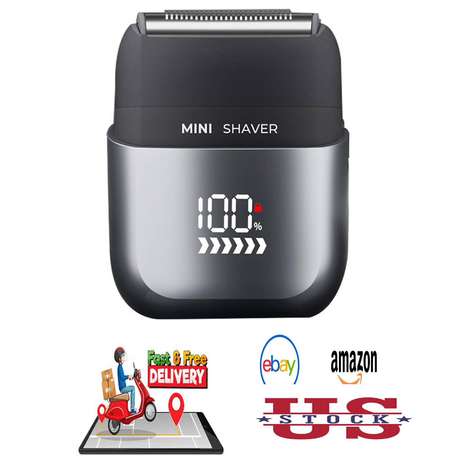 Men’s Electric Razor Mini Foil Shaver Waterproof Wet Dry Travel Razor with LED