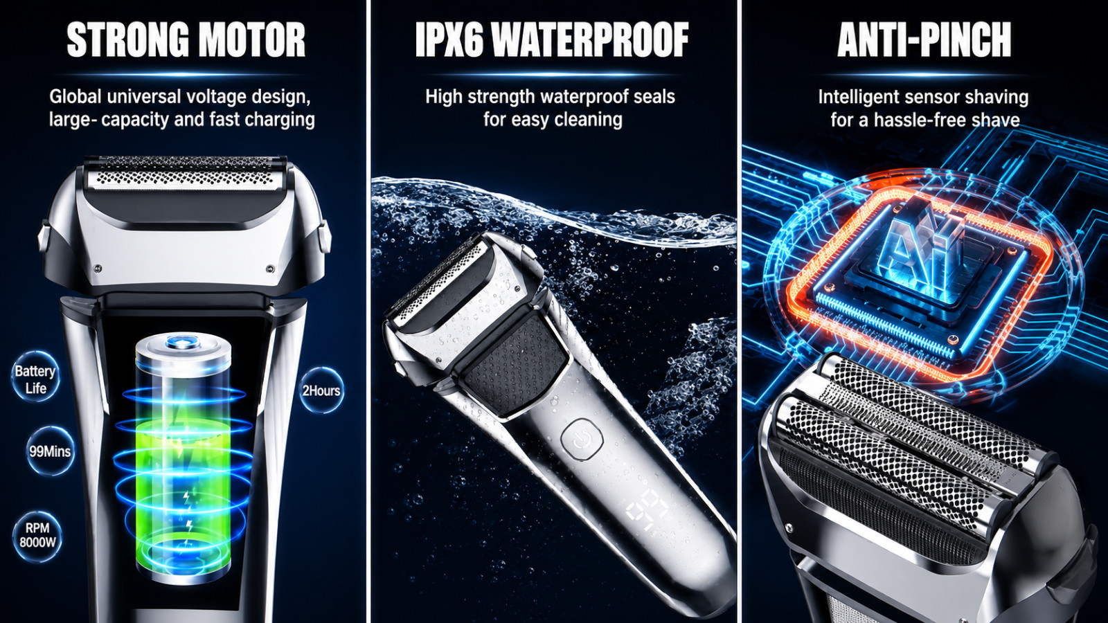 Electric Razor for Men,Shavers for Men Electric Razor Wet Dry