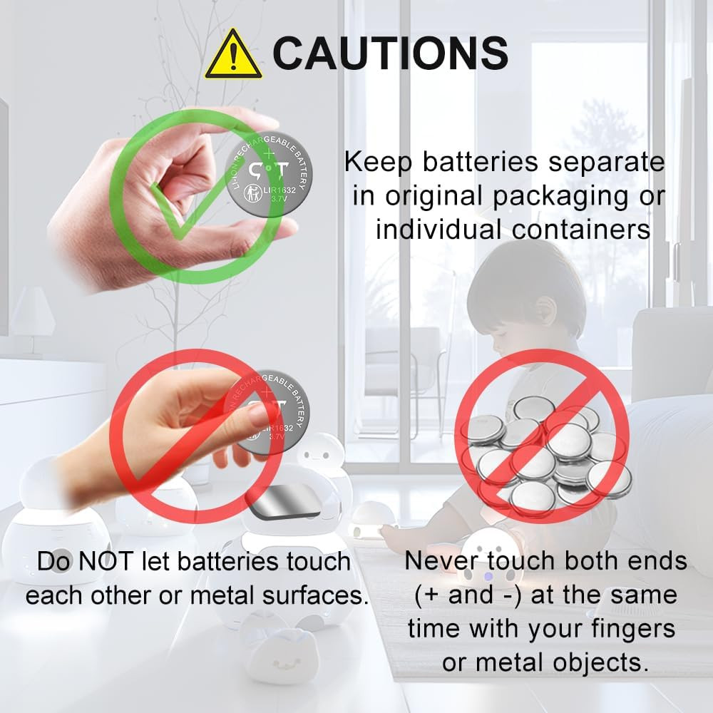 Rechargeable 1632 Batteries 4pcs for Tile Tracker 3.7V Lir1632 Battery Replaceme