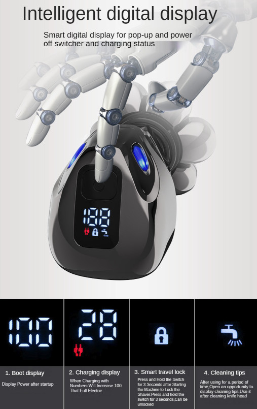 7D Cordless Shaver Hair Trimmer Men’s 5-In-1 Electric Head Shaver Razor Men Wet