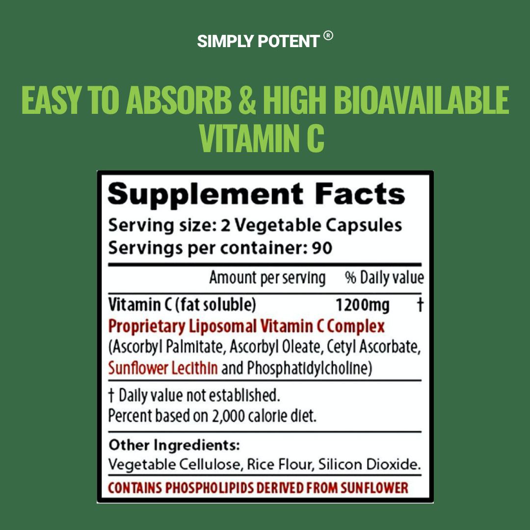 Liposomal Vitamin C 1200mg – Enhanced Absorption for Immune Support | 180 Caps