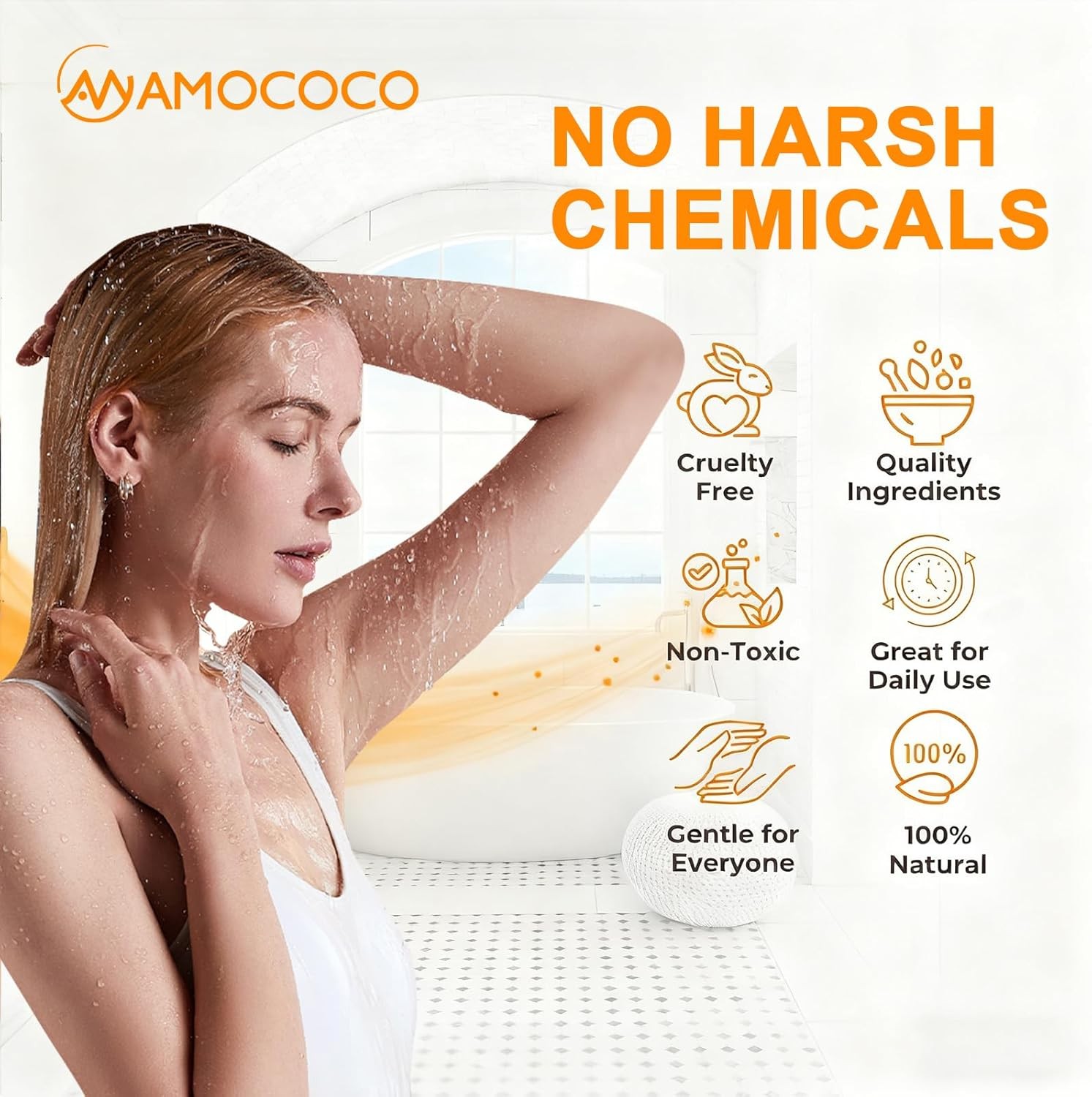 Turmeric Orange Vitamin C Body Wash with Cocoa Exfoliant, Mattifying Scrub for