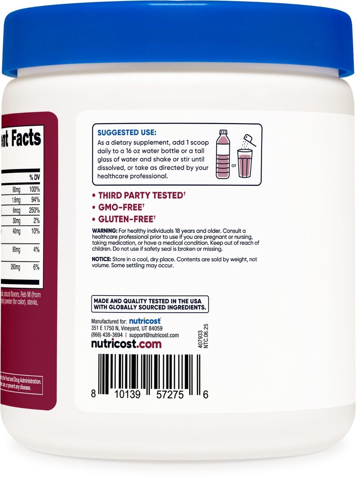 Nutricost Electrolyte Complex Drink Mix Powder (Grape) 120 Servings