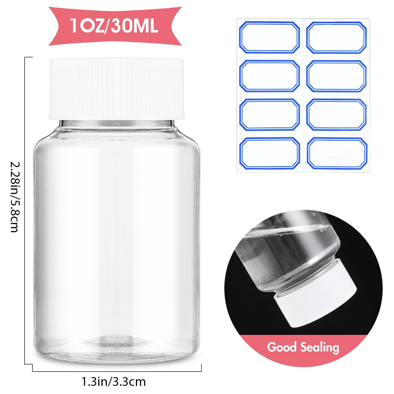 4Pcs Clear Pill Bottles, Empty Plastic Medicine Bottles, Reagent Bottle with …