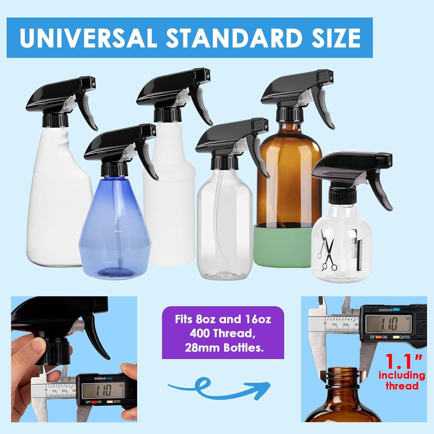 4 Pcs Spray Nozzle for Bottles – Black & Clear Spray Bottle Tops Replacement Tri