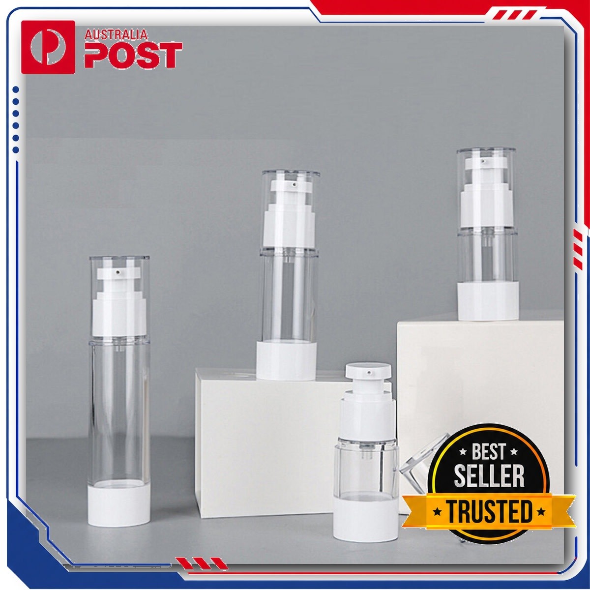 10Pcs Airless Lotion Cream Pump Bottles 15-100ml Clear Travel Size