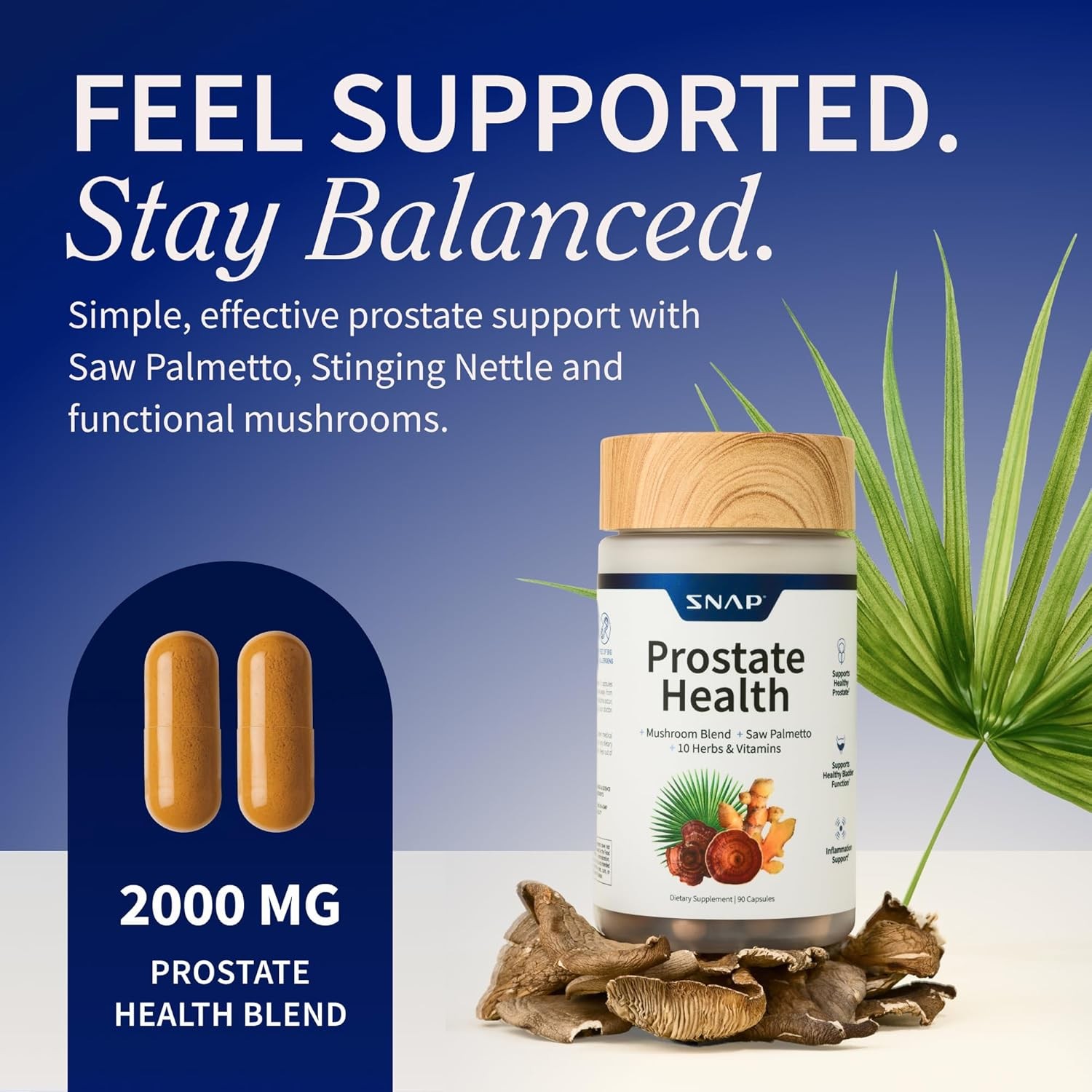 Snap Supplements Prostate Health Supplement w/Saw Palmetto for Men,DHT Blocker