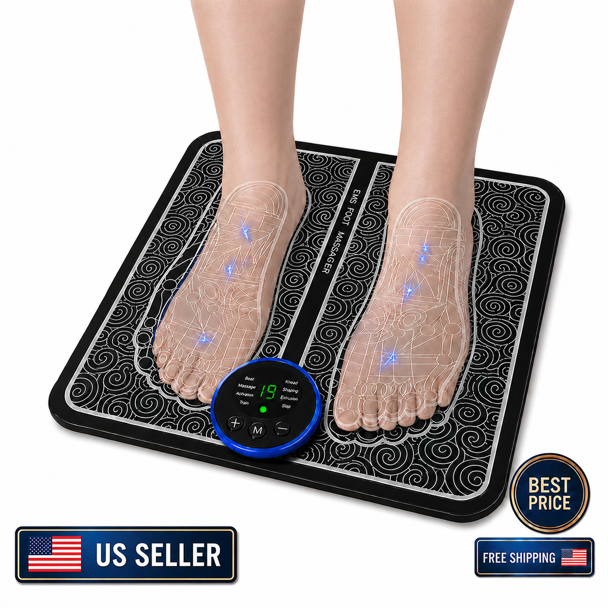 EMS Electric Foot Massager Mat Blood Circulation Muscle Stimulator Pad 8 Modes