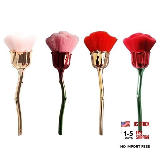 4 PCS Rose Nail Art Powder Dust Removal Brush Nail Dust Rose Floral Brush