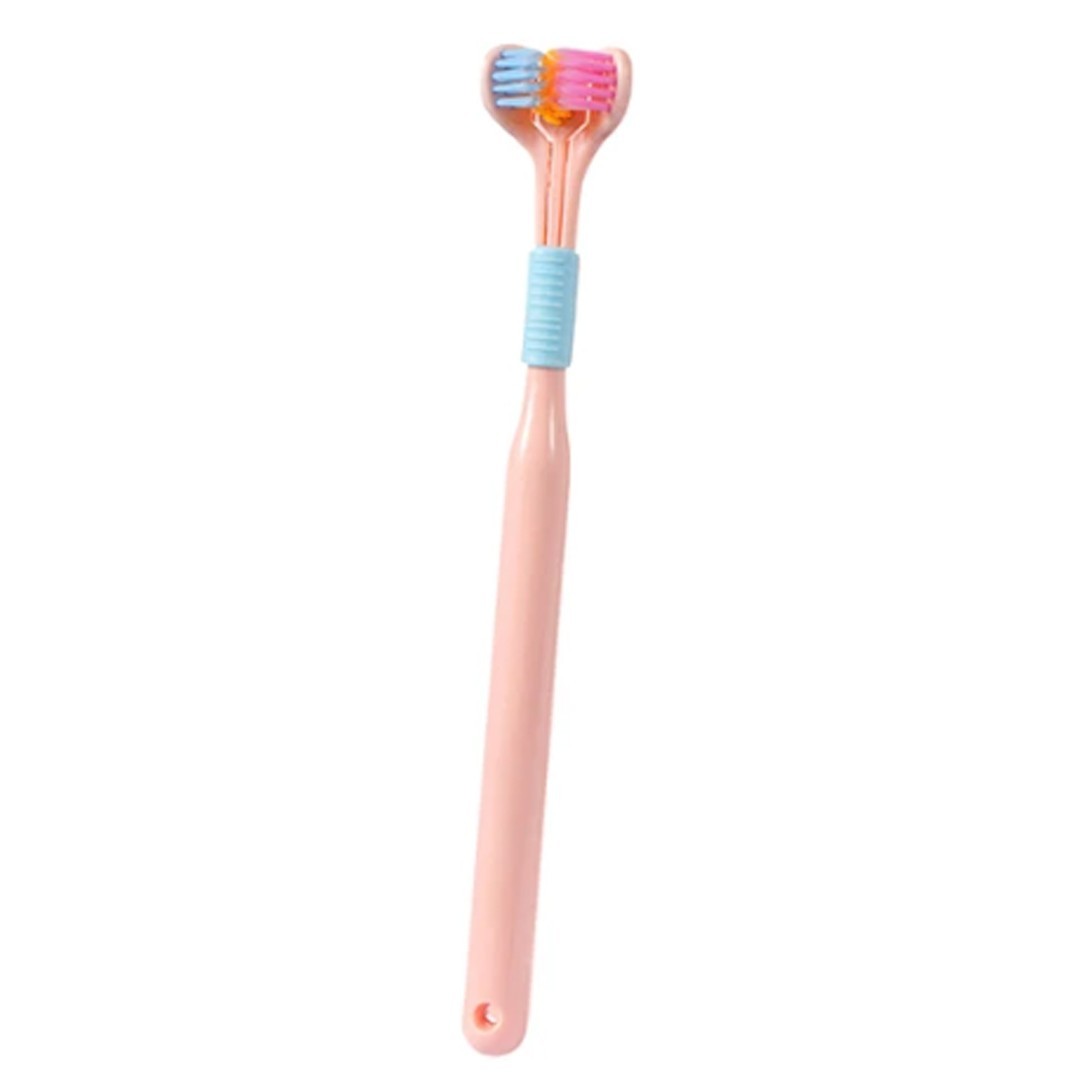 THREE SIDED V-SHAPED TOOTHBRUSH–SOFT BRISTLE TOOTHBRUSH W/ TONGUE SCRAPPER