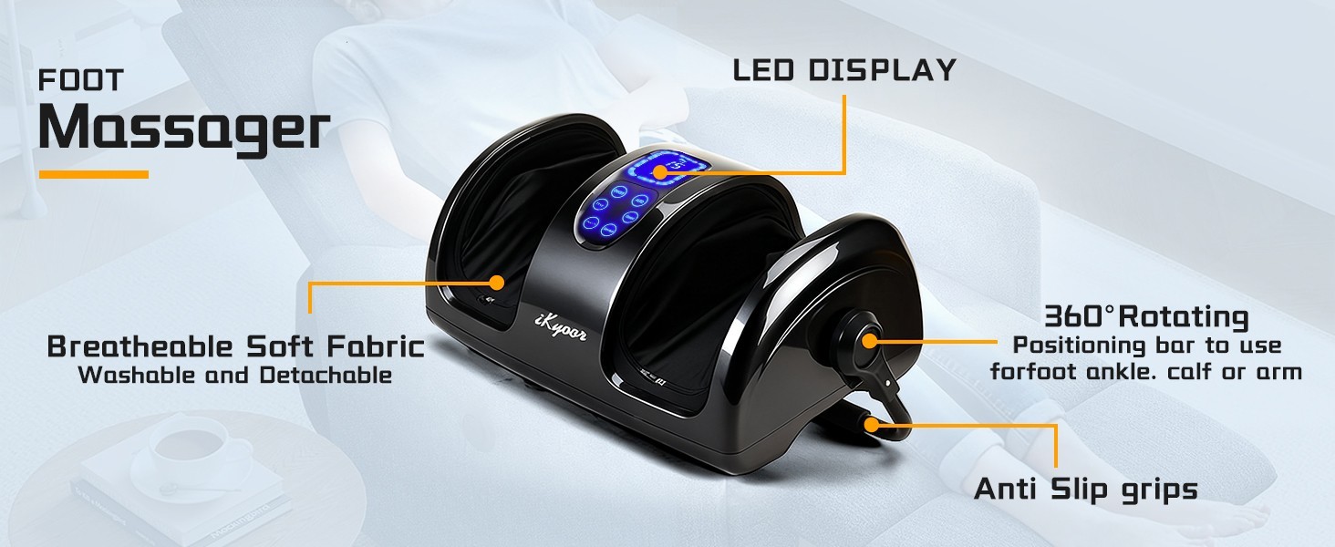 Foot Calf Massager Shiatsu Kneading Heated with 360° Adjustable Handle LEDScreen