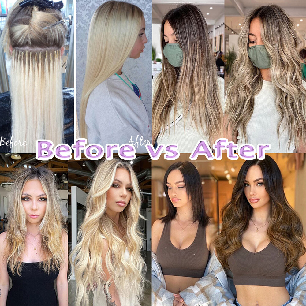 16″-24″ Double Drawn Nail U Tip Human Hair Extensions Pre-bonded Keratin 1g 200g