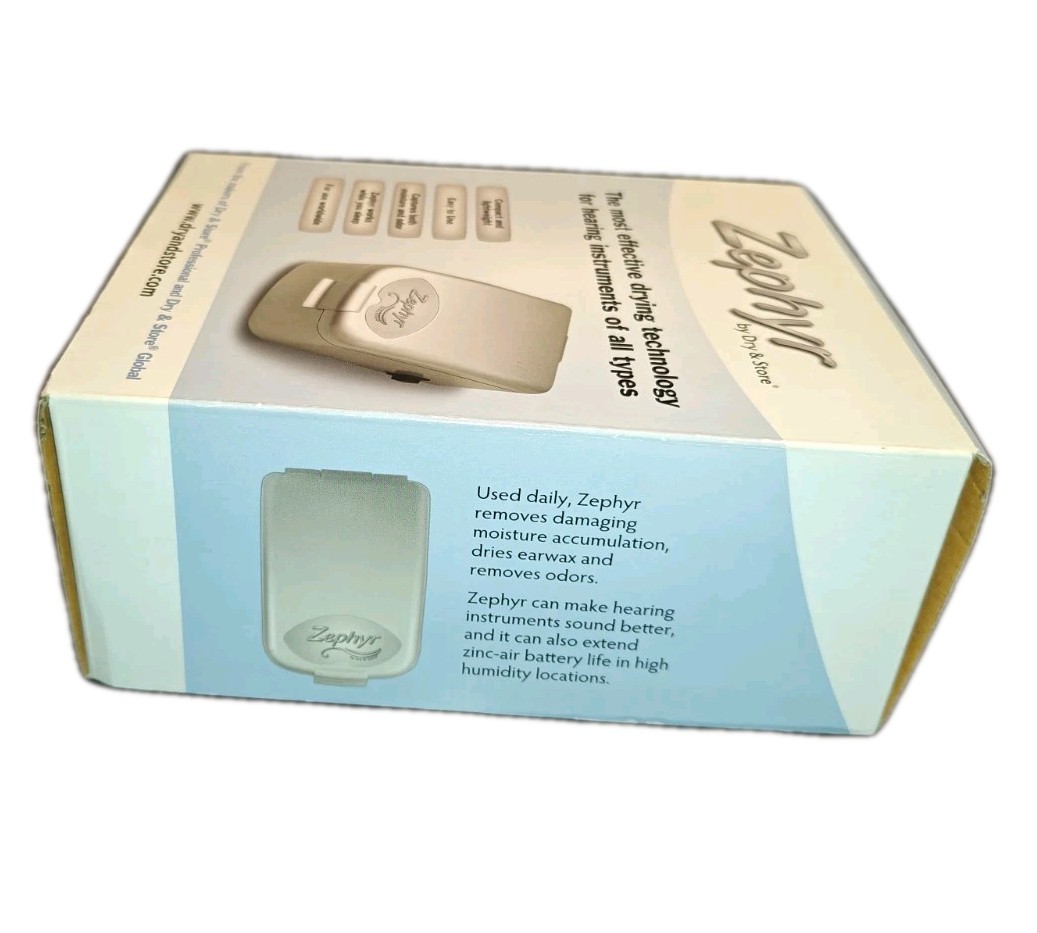 Zephyr by Dry & Store Hearing Aid Dryer Tinnitus Cochlear Ear Monitors NEW A5