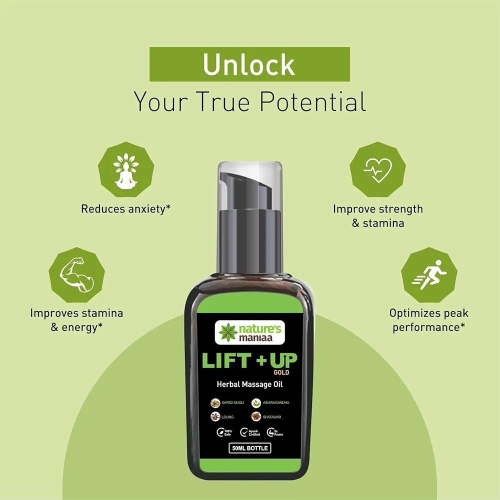 Lift Up Gold Men Herbal Massage Oil XXXL Size Stamina Strength Enhancement 50ML