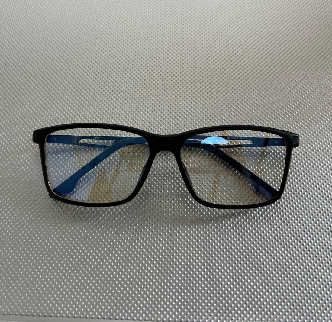 Full Rim Eyeglasses Frames Black Plastic Rectangular blue block Unisex Adults B3