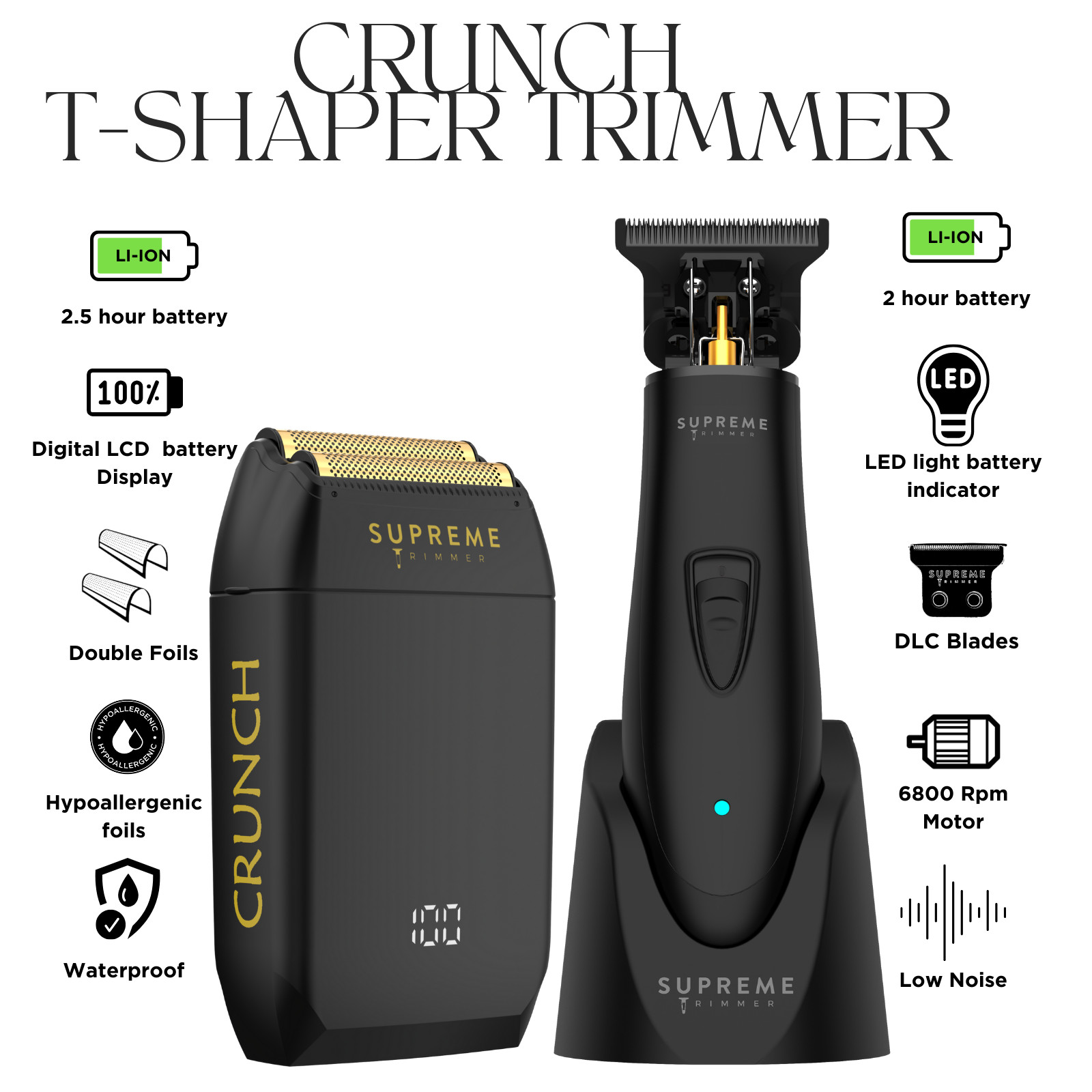 Supreme Trimmer T-Shaper Trimmer & Crunch Foil Shaver Set | STF602 ST5206 Black
