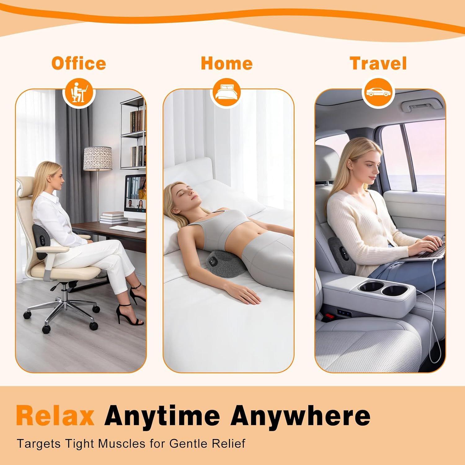 Triple Fusion Back Massager for Sciatica & Spine Pain Relief, Lumbar Support Pil