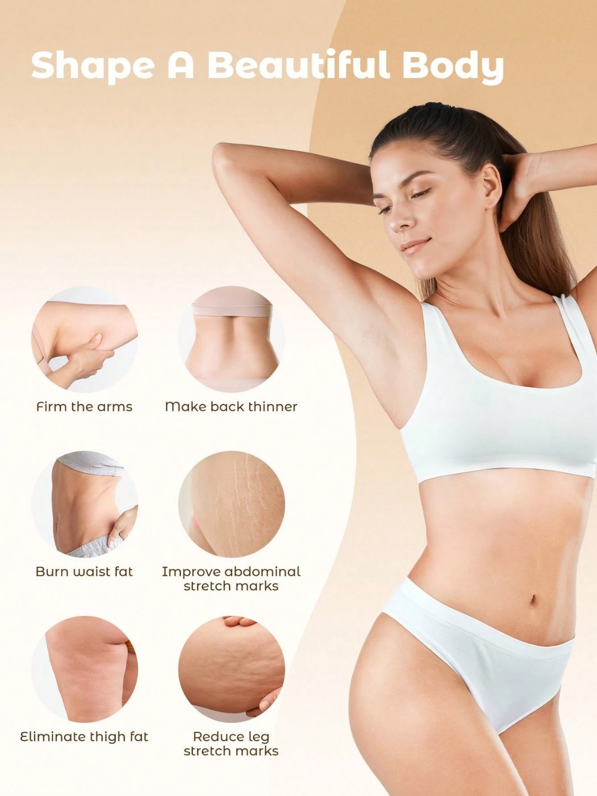 Cordless 4 Head Heated Body Massager LCD Display for Belly Thigh Legs