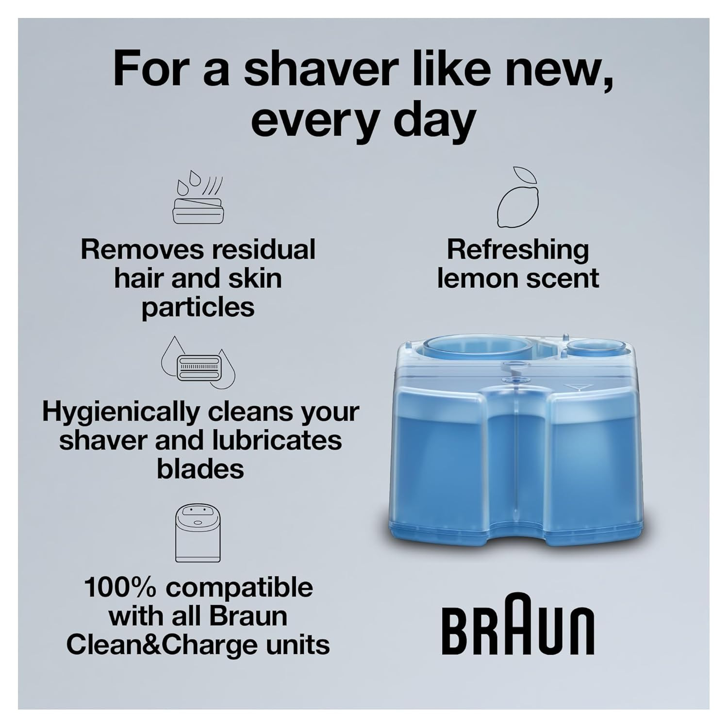 Braun Clean & Renew Refill Cartridges CCR, Replacement Shaver Cleaner Solution f