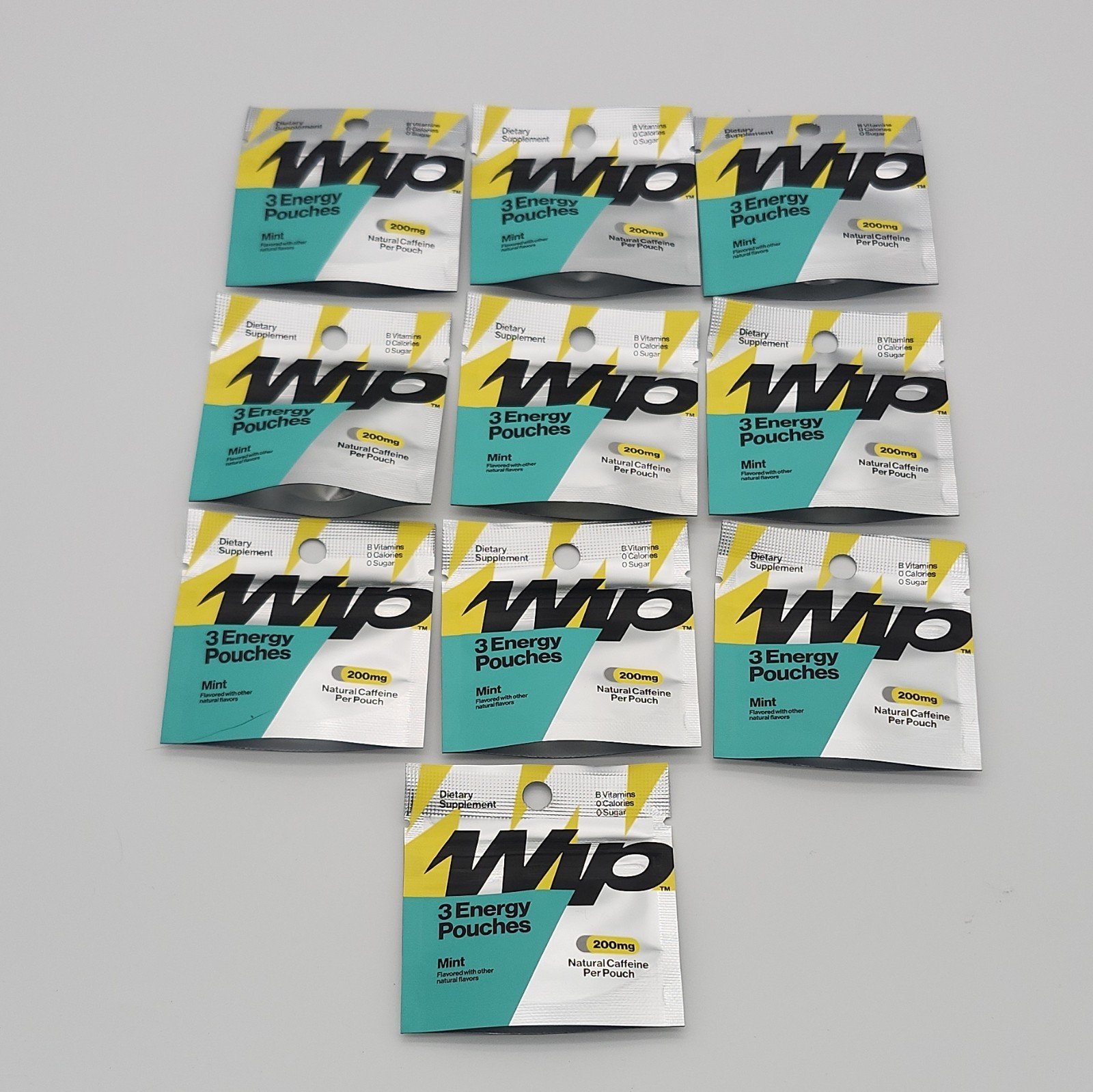 Wip Energy Pouches Mint 200mg Natural Caffeine, Sugar-Free, B Vitamins (3)