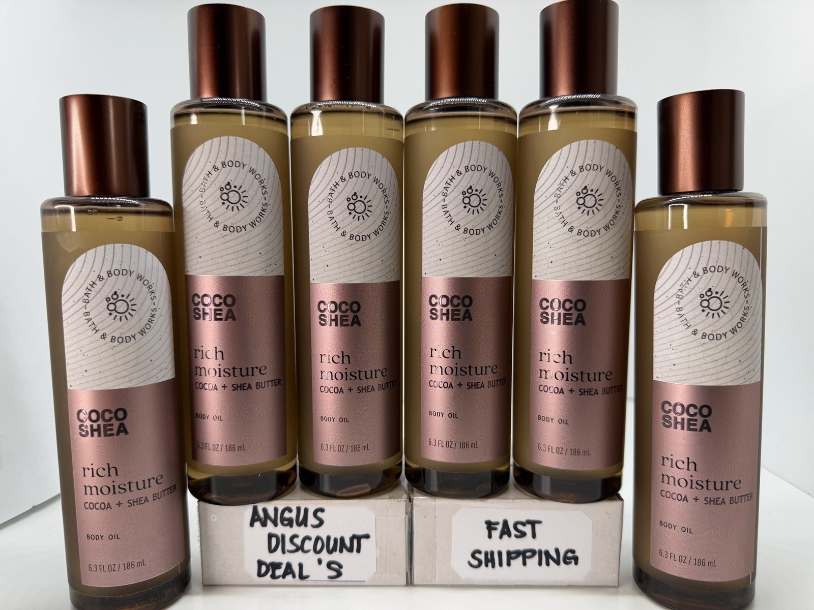 6 PCS Bath & Body Works COCO SHEA Moisture Cocoa Shea Butter Body Oil 6.3oz, NEW