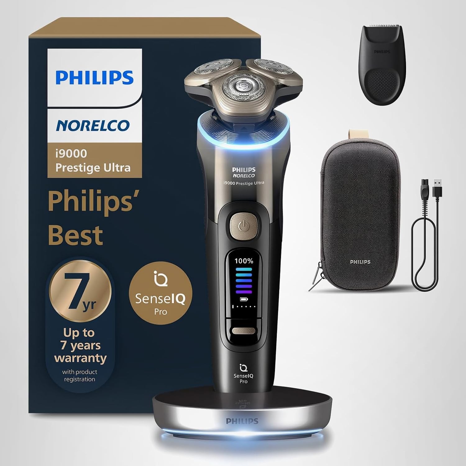 *NEW*Electric Shaver Philips Norelco i9000 Prestige Triple Lift Cut Black XP9405