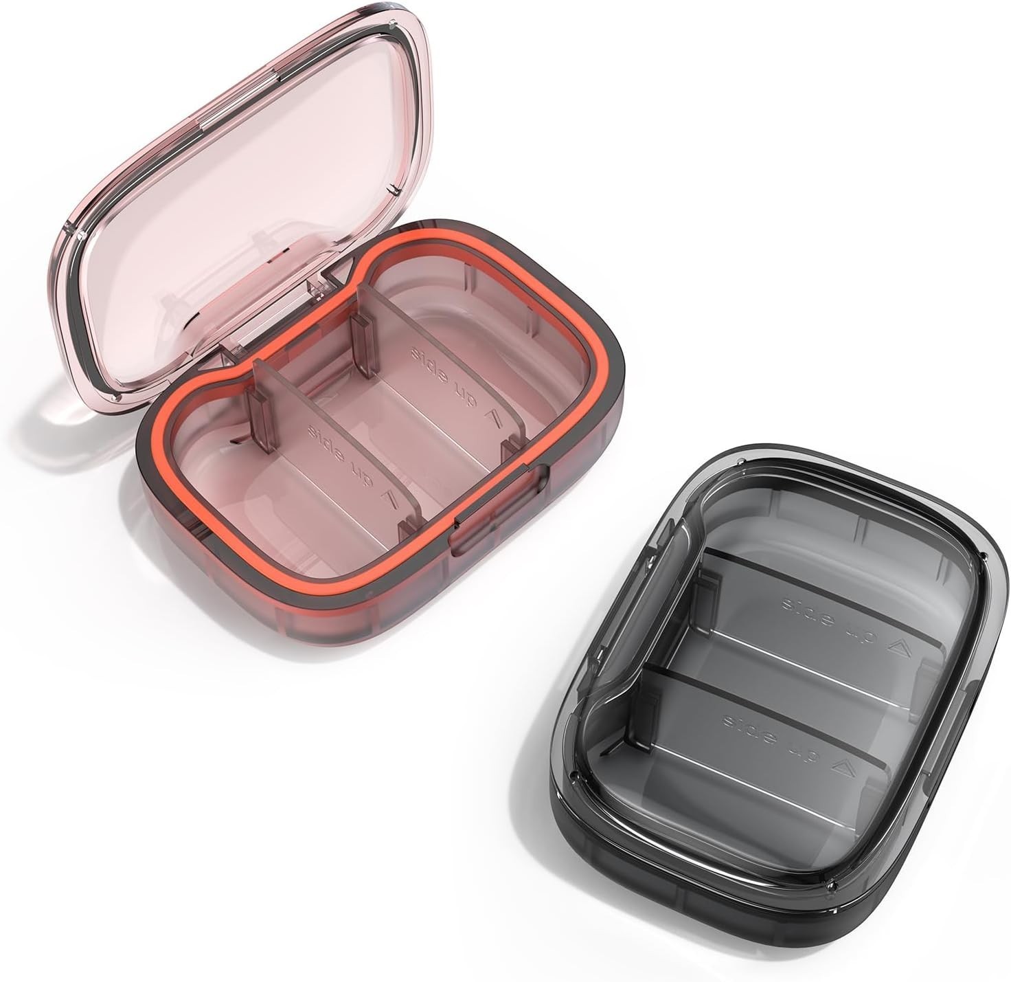 2 Pack 3 Compartment Small Pill Box Moisture Proof Case Travel Organizer Pocket