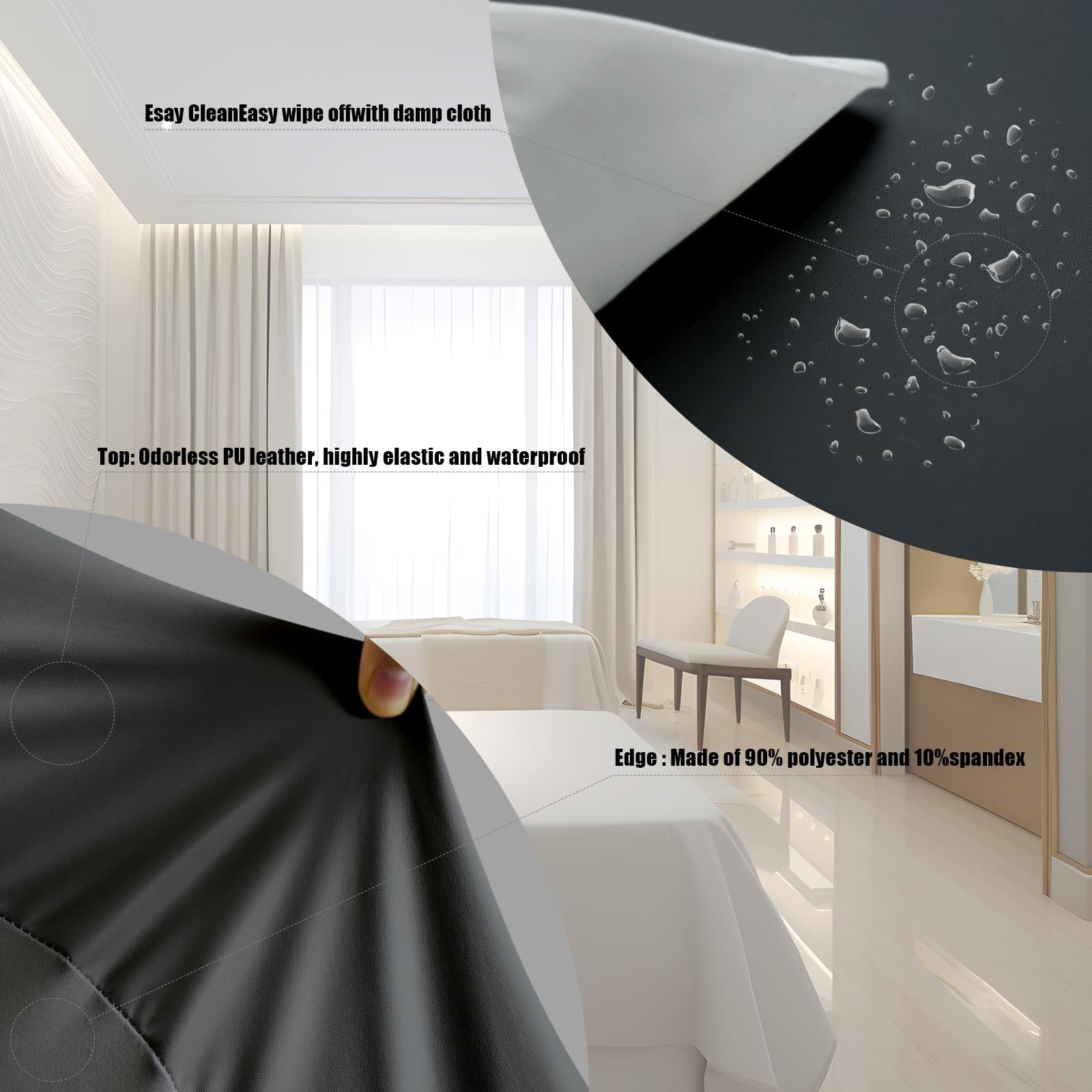 Lash Bed Cover Wipeable PU Leather Massage Table Cover Waterproof and Reusabl…