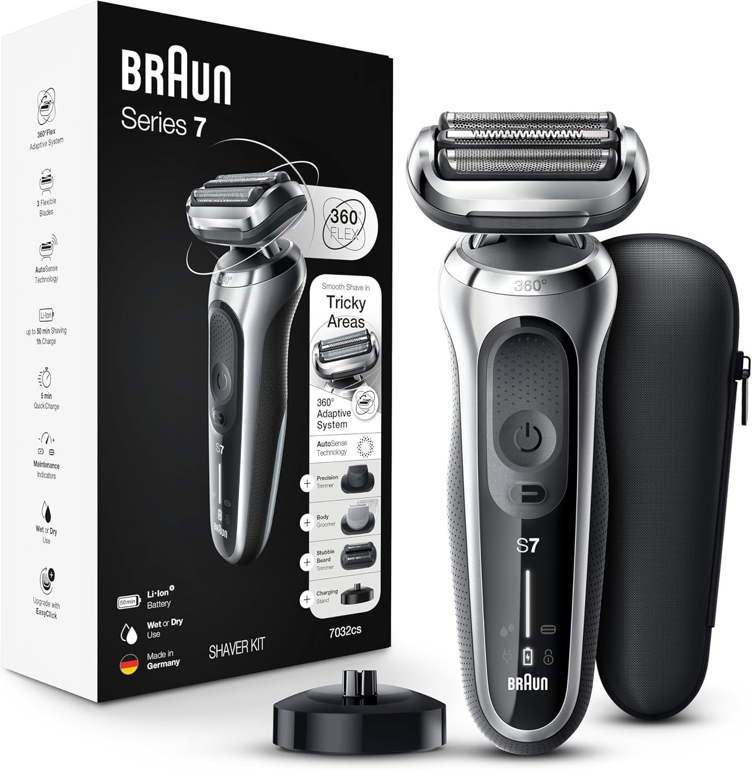 🔥 Braun Series 7 7032cs Flex Electric Razor Men, Wet & Dry Charging Stand 🔥