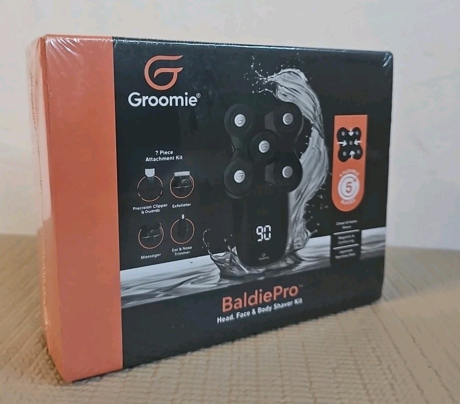 GROOMIE BaldiePro Electric Head Shaver for Bald Men, Skull & Hair & Face Sealed
