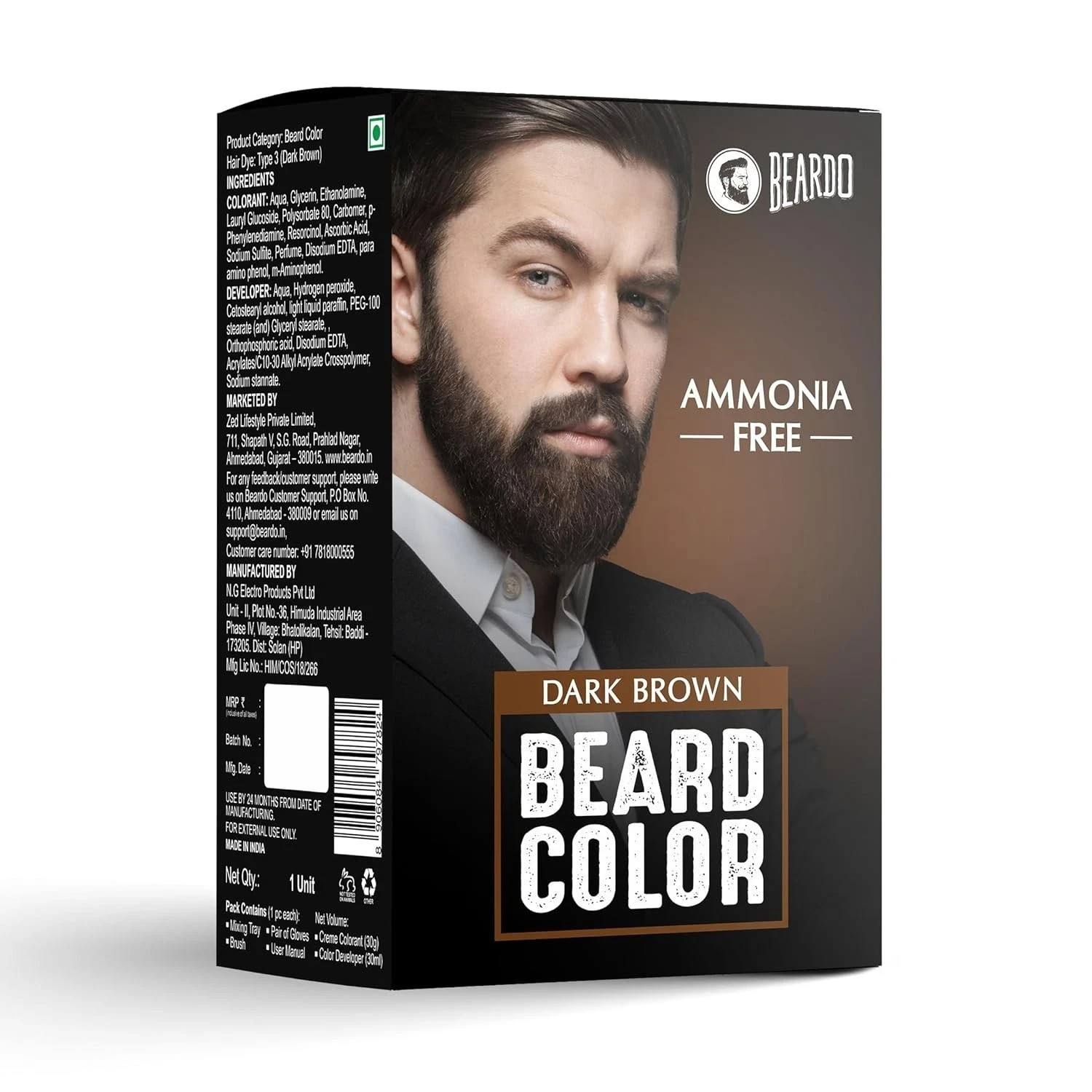 Beardo Beard Color For Men Natural Brown Long Lasting No Ammonia Easy to 70ml