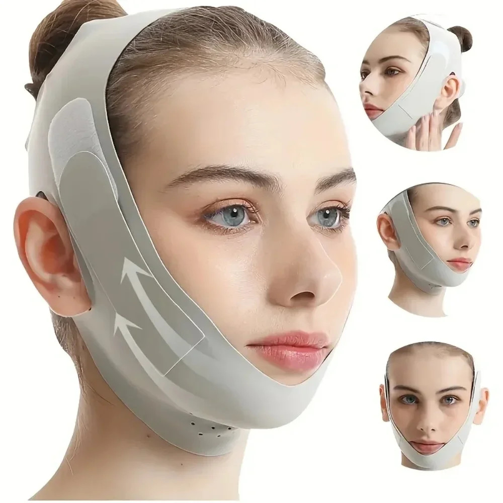 Adjustable Reusable V-shape Face Lift Band Breathable Facial Slimming Strap Doub