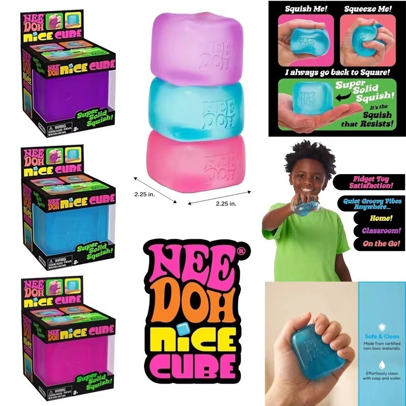 Nee Doh Nice Cube – Authentic – Pick Your Color – Blue Purple Pink – Brand New!