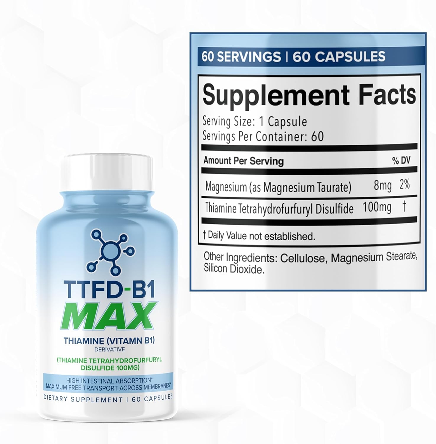 TTFD Thiamine B1 Supplement 60Capsules Made in USA- Vitamin B1…