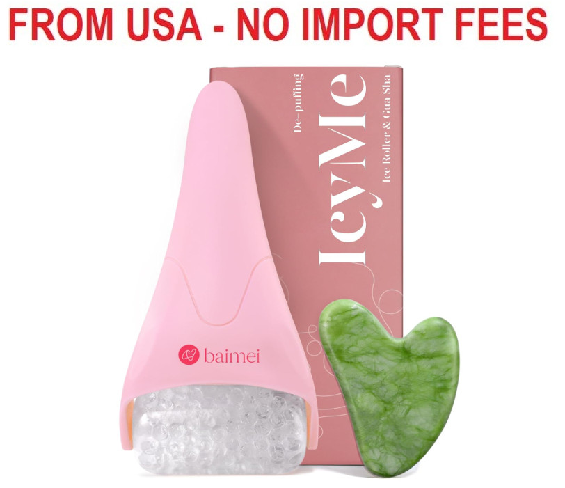 BAIMEI IcyMe Ice Roller for Face and Gua Sha Facial Tool Set, Ice Face Roller Re