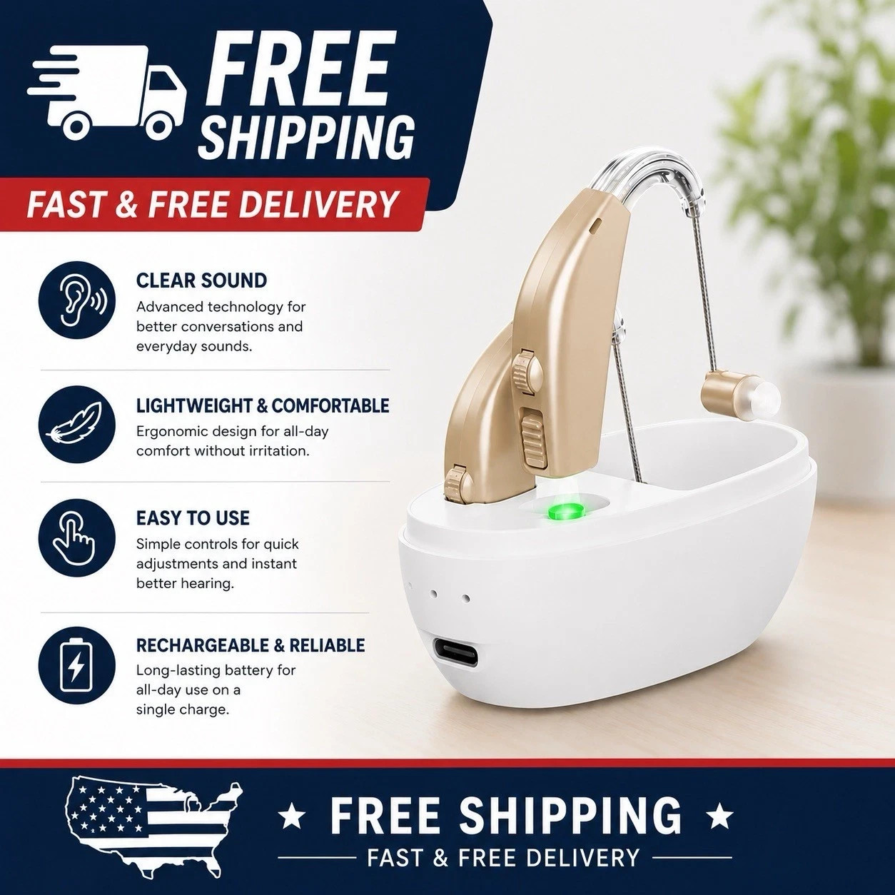 3-PACK Rechargeable Hearing Aids for Seniors | Noise Cancelling | LIMITED STOCK.