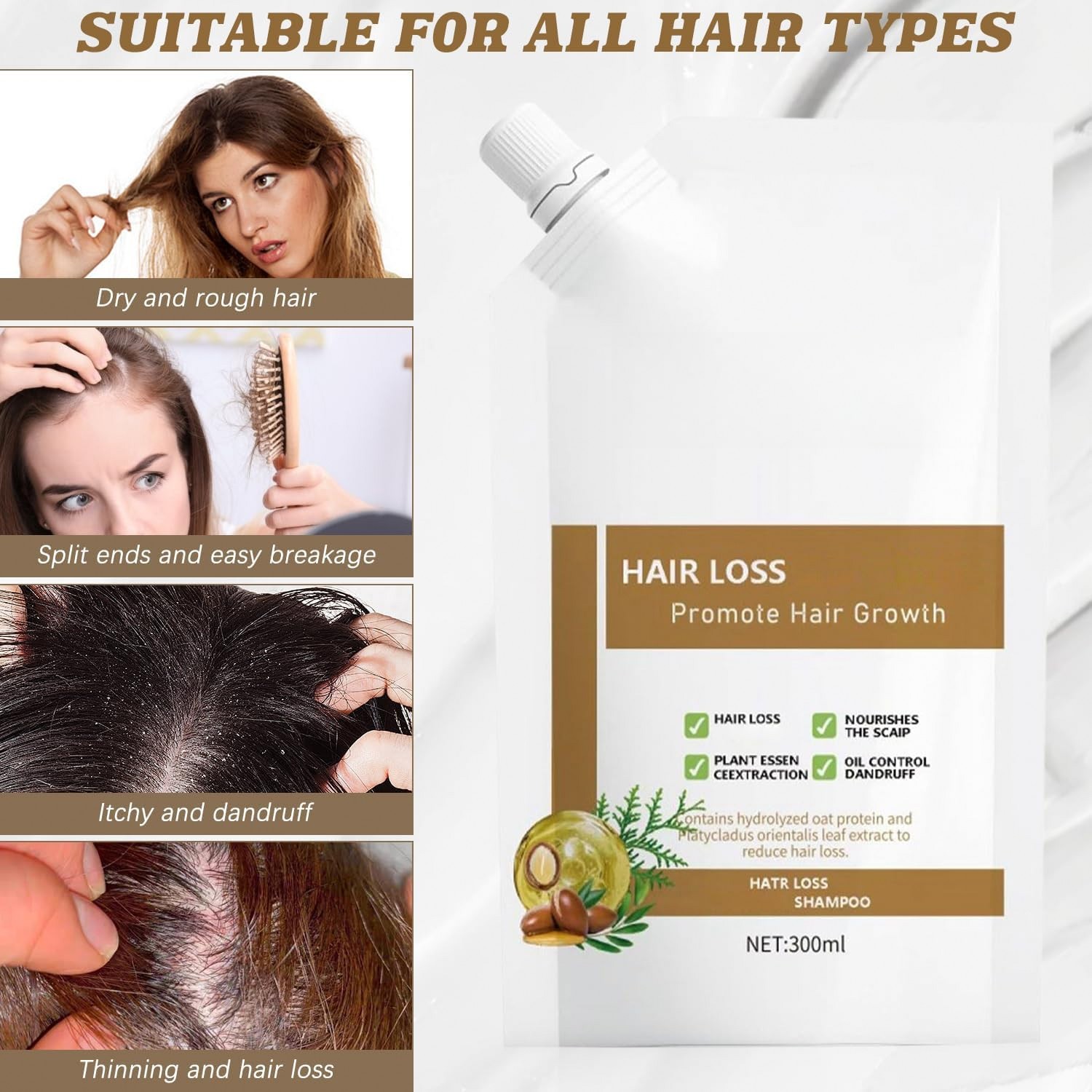 300ml Anti Hair Loss Shampoo Hair Growth Plant Extracts All Hair Types