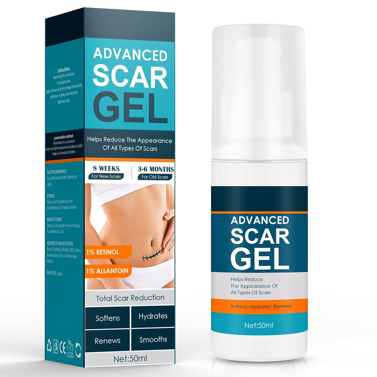 Scar Gel, Scar Cream, Advance Scar Gel for Surgical Scars,Face,Body,Leg, Burns,