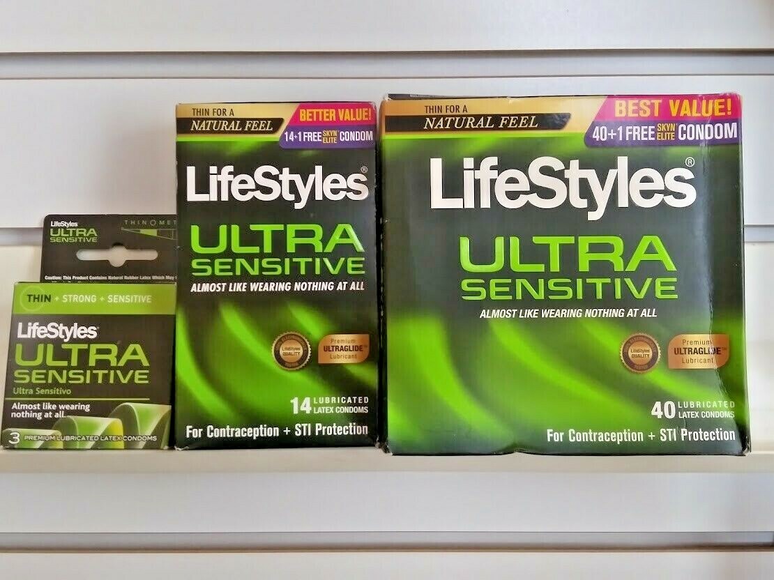 Lifestyles Ultra Sensitive Latex Condoms Retail Box Thin Natural Lubricated