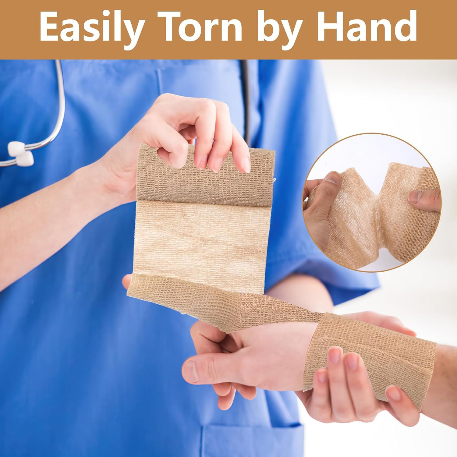 BEVTEE Self Adhesive Bandage Wrap 6 Pack, 4″ X 5 Yards Elastic Medical Coban Wra