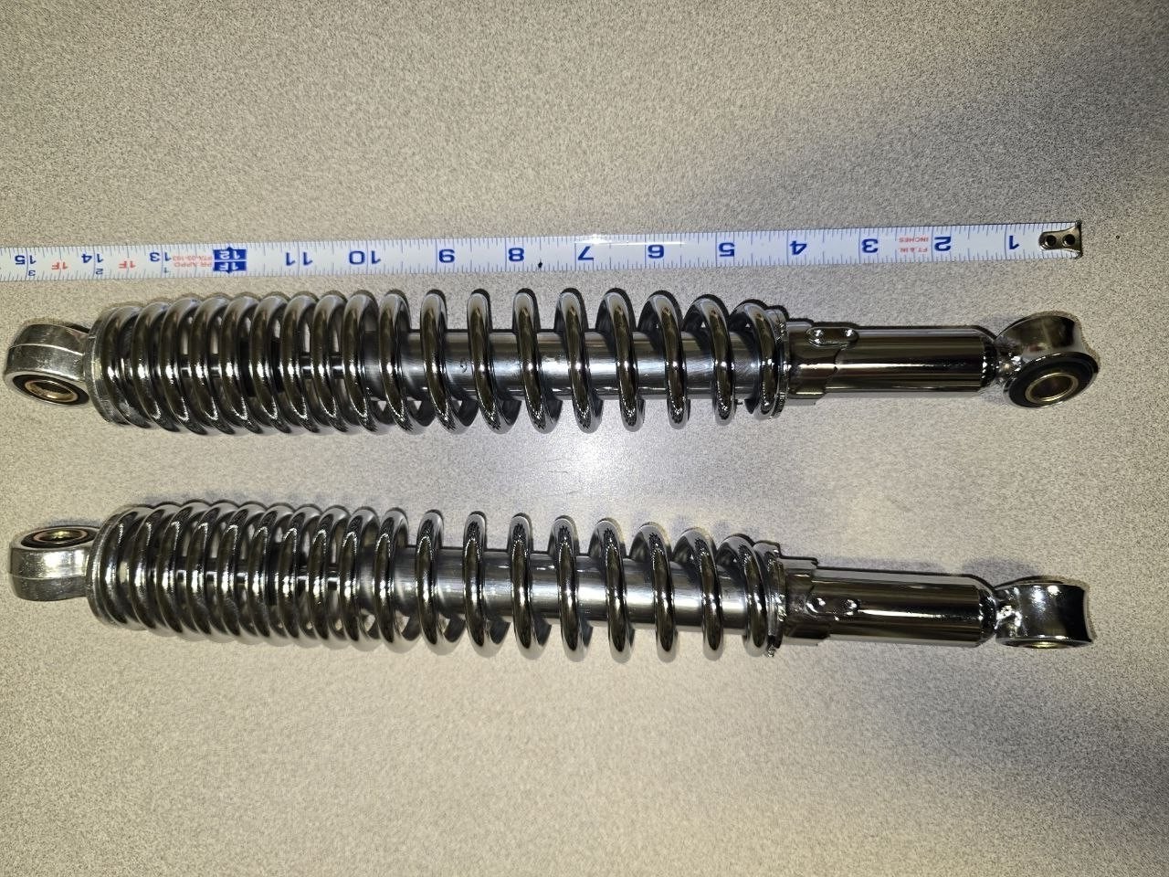 Chrome Coil-Over Shocks Pair ~13.5 in Eye-to-Eye Motorcycle ATV Style