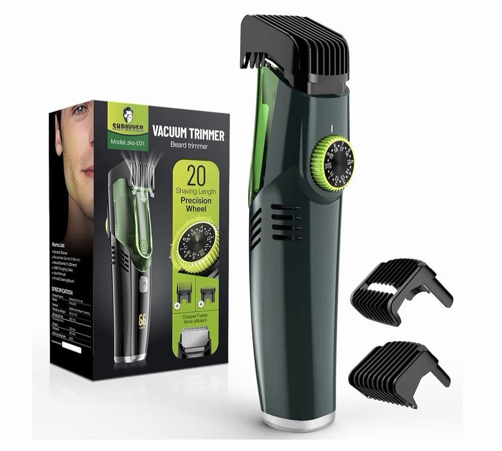 SHPAVVER Vacuum Beard Trimmer for Men, Mustache Trimmer with 20 Length and Style