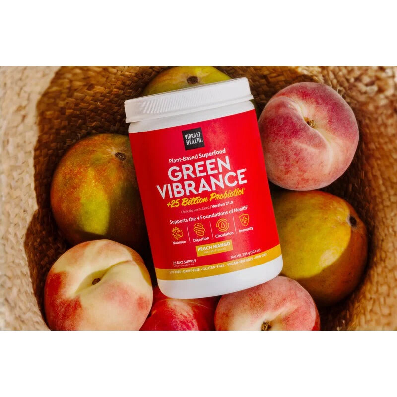 Vibrant Health Green Vibrance – Peach Mango Flavor, 25 day supply