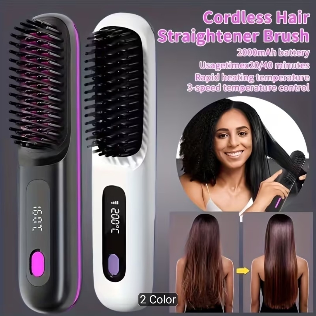 Portable Wireless Hair Straightener Comb | USB Charging, 3-speed Temperature…
