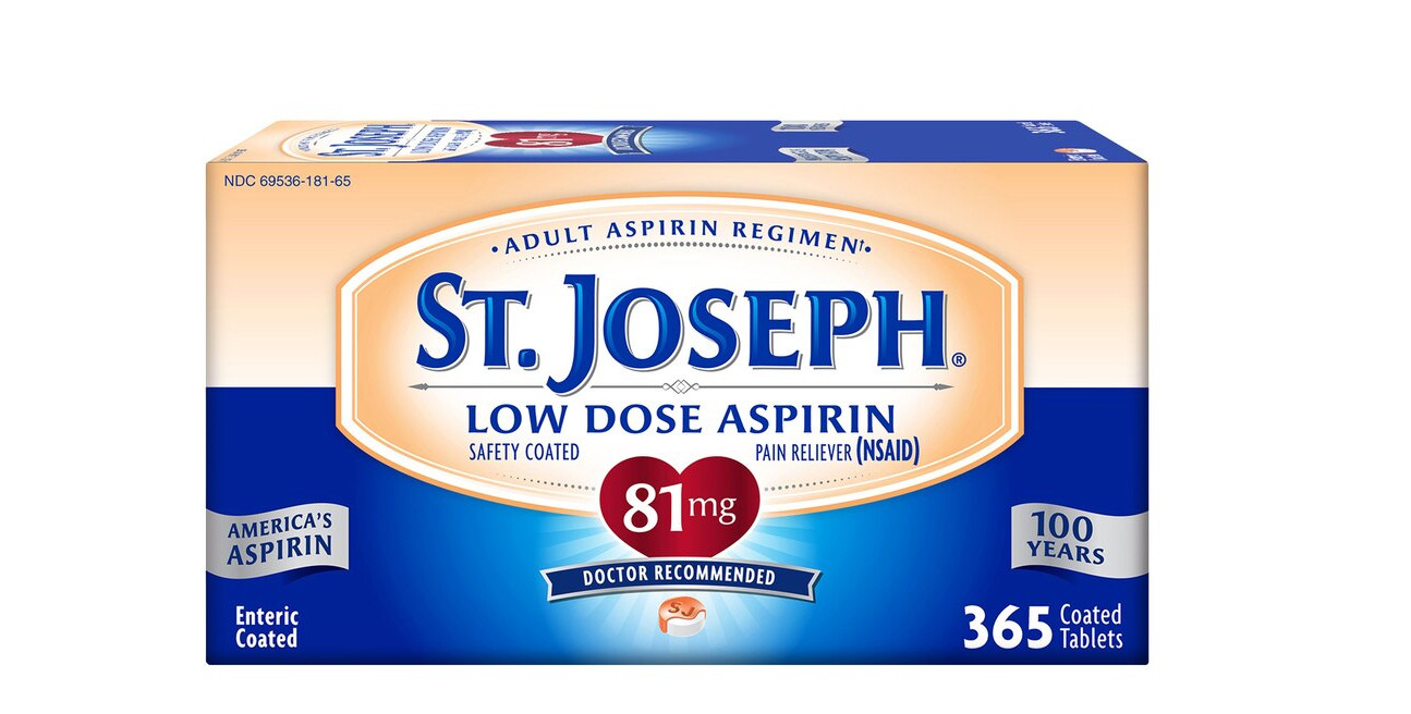 St. Joseph Low Dose Aspirin 81mg Enteric Coated, 365 Count, 1-Year Supply