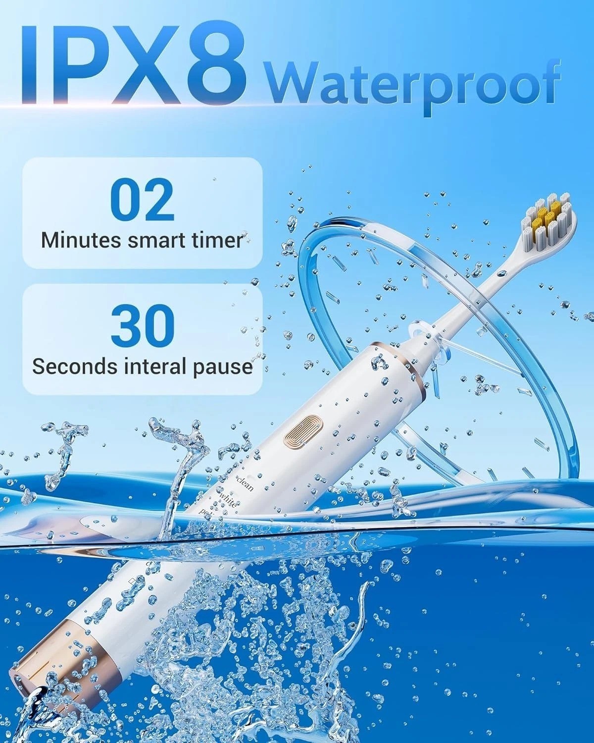2 Pack Sonic Electric Toothbrush Rechargeable w/12 Brush Heads 6 Modes Timer