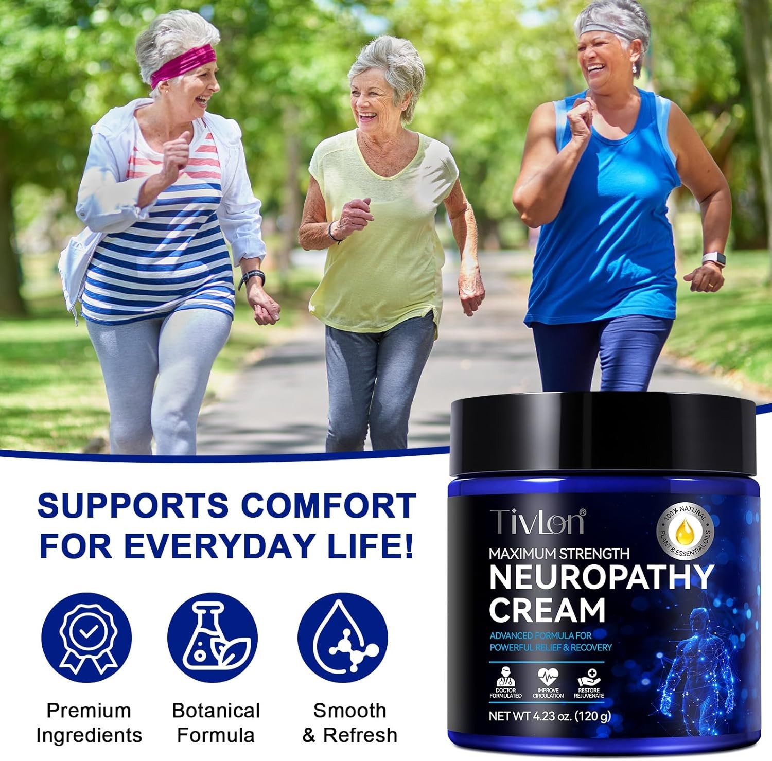 Neuropathy Nerve Care Cream – Fast-Acting Cooling Relief for Feet & Hands 4.23oz
